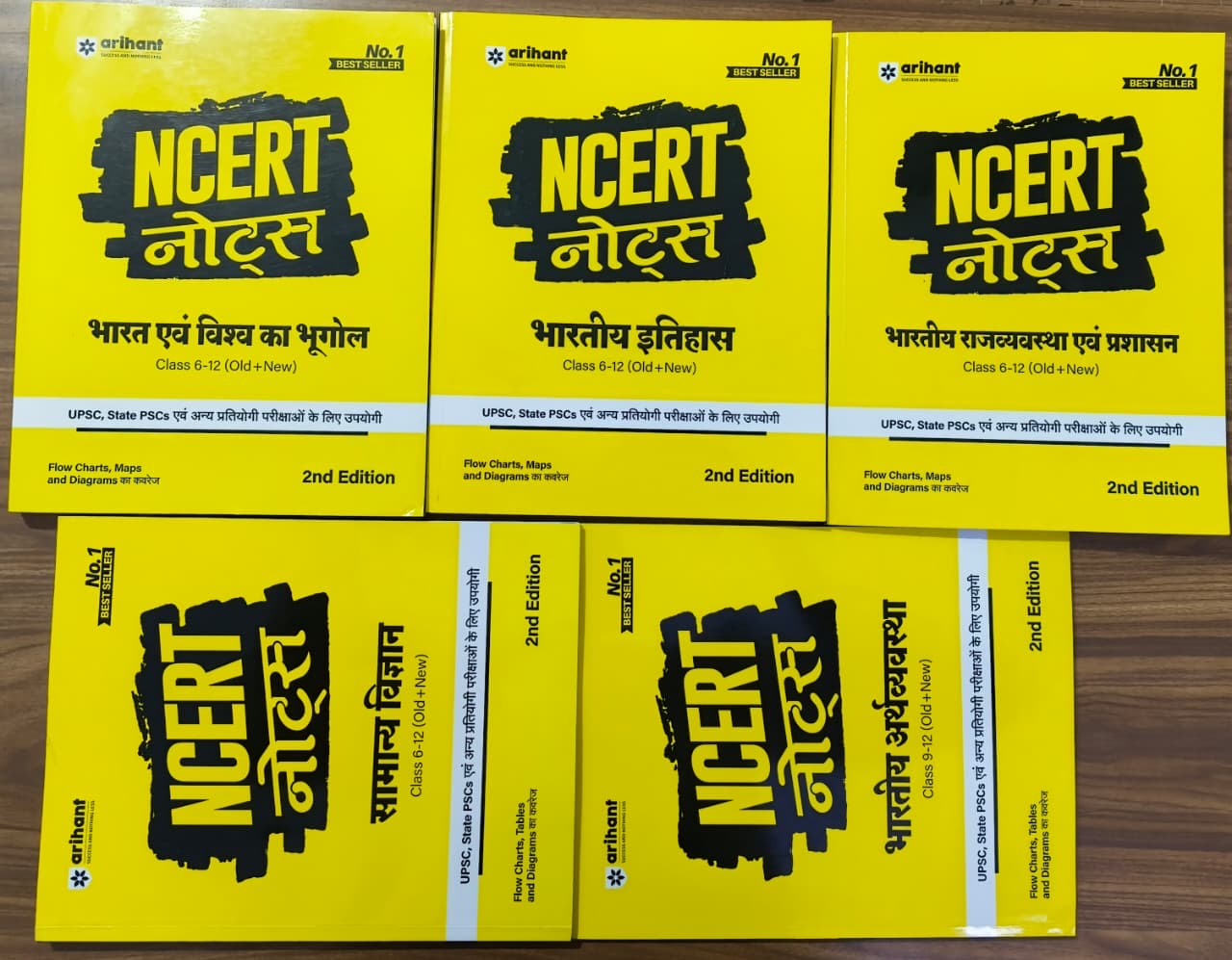 Arihant NCERT Notes For UPSC, PCS, SSC (Hindi Medium) | All 5 Subjects Class 6-12 Compilation in Hindi (5 Books)