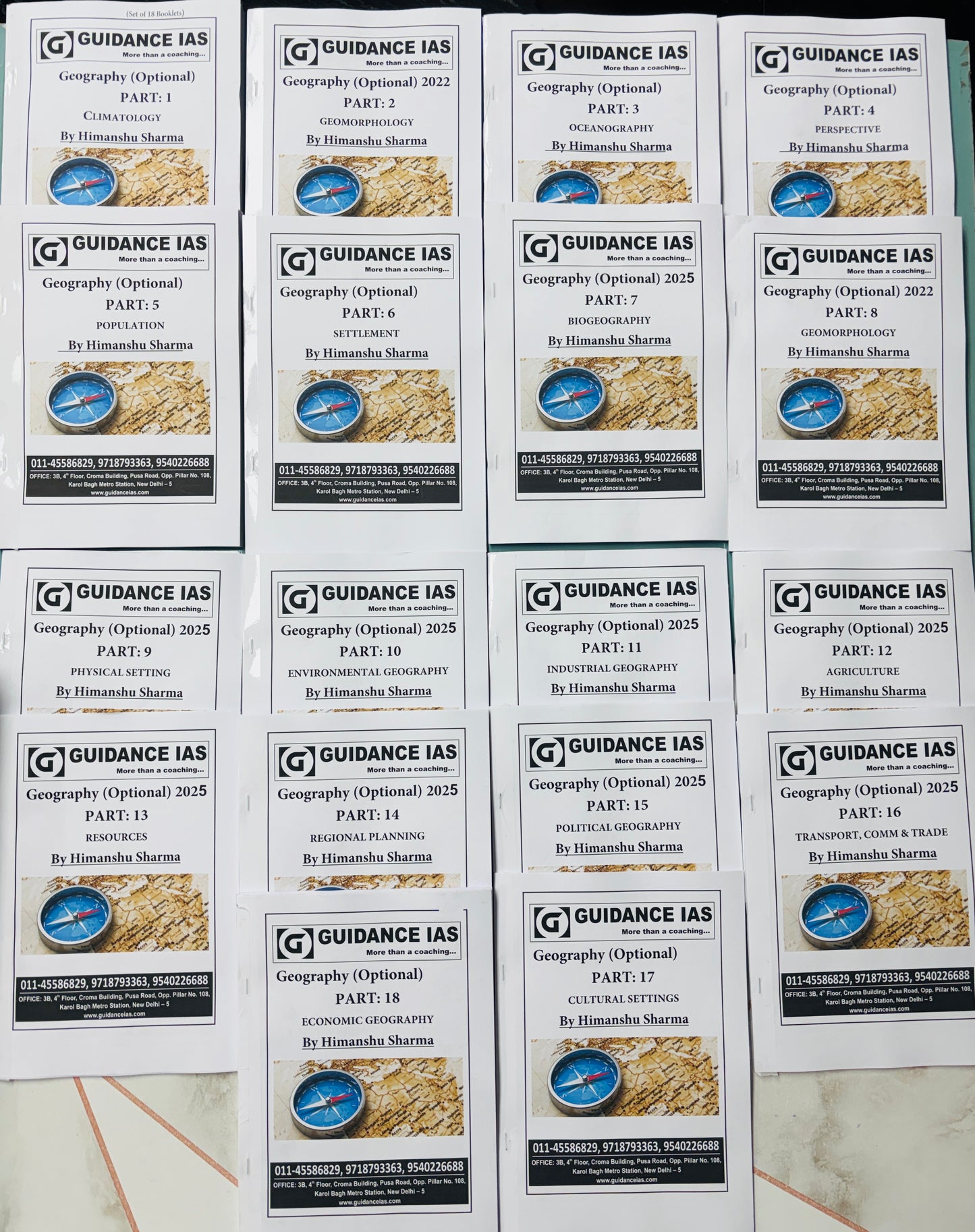 Guidance IAS Himanshu Sir Geography Optional PRINTED Notes in English (18 Booklets)