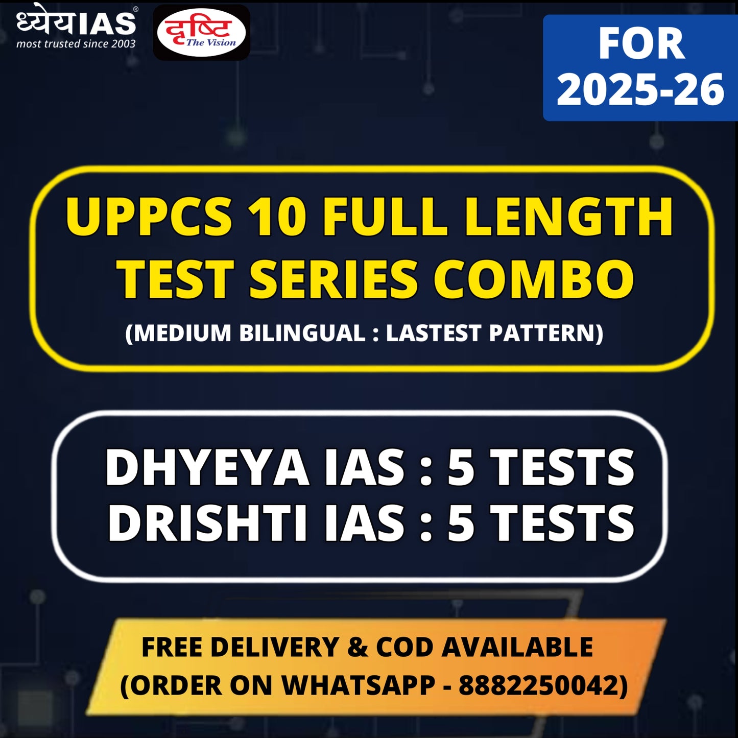 UPPCS 10 Full Length Prelims Test Series | 5 Dhyeya + 5 Drishti