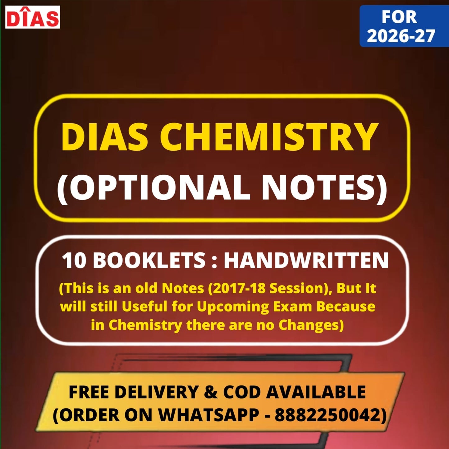 DIAS Chemistry Optional Notes | Best Chemistry Optional Notes for UPSC | 10 Booklets - English