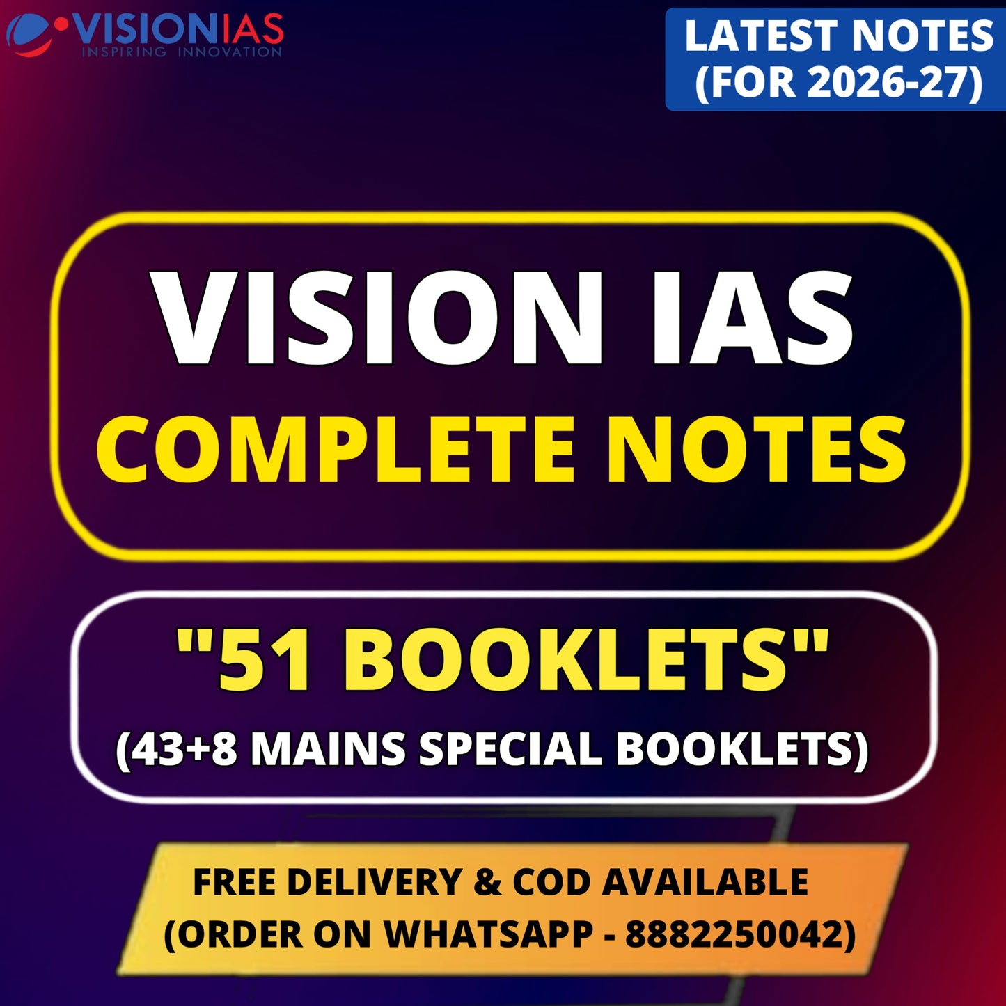 Vision IAS Complete Notes (English) | Latest 51 Booklets