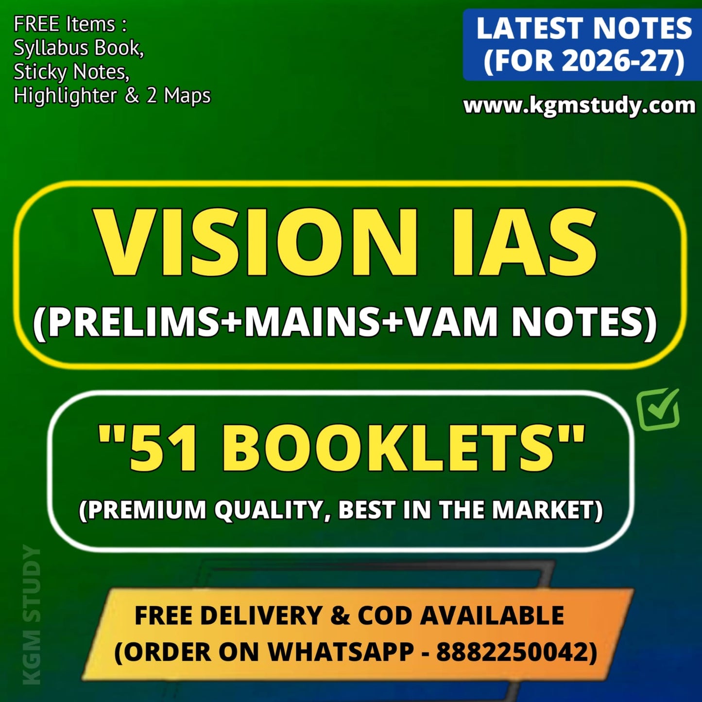 Vision IAS Complete Study Material for UPSC 2027-28 (Prelims+Mains+VAM) – 51 Booklets (English Medium)