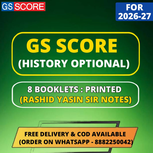 GS Score : History Optional PRINTED Notes in English | 8 Booklets