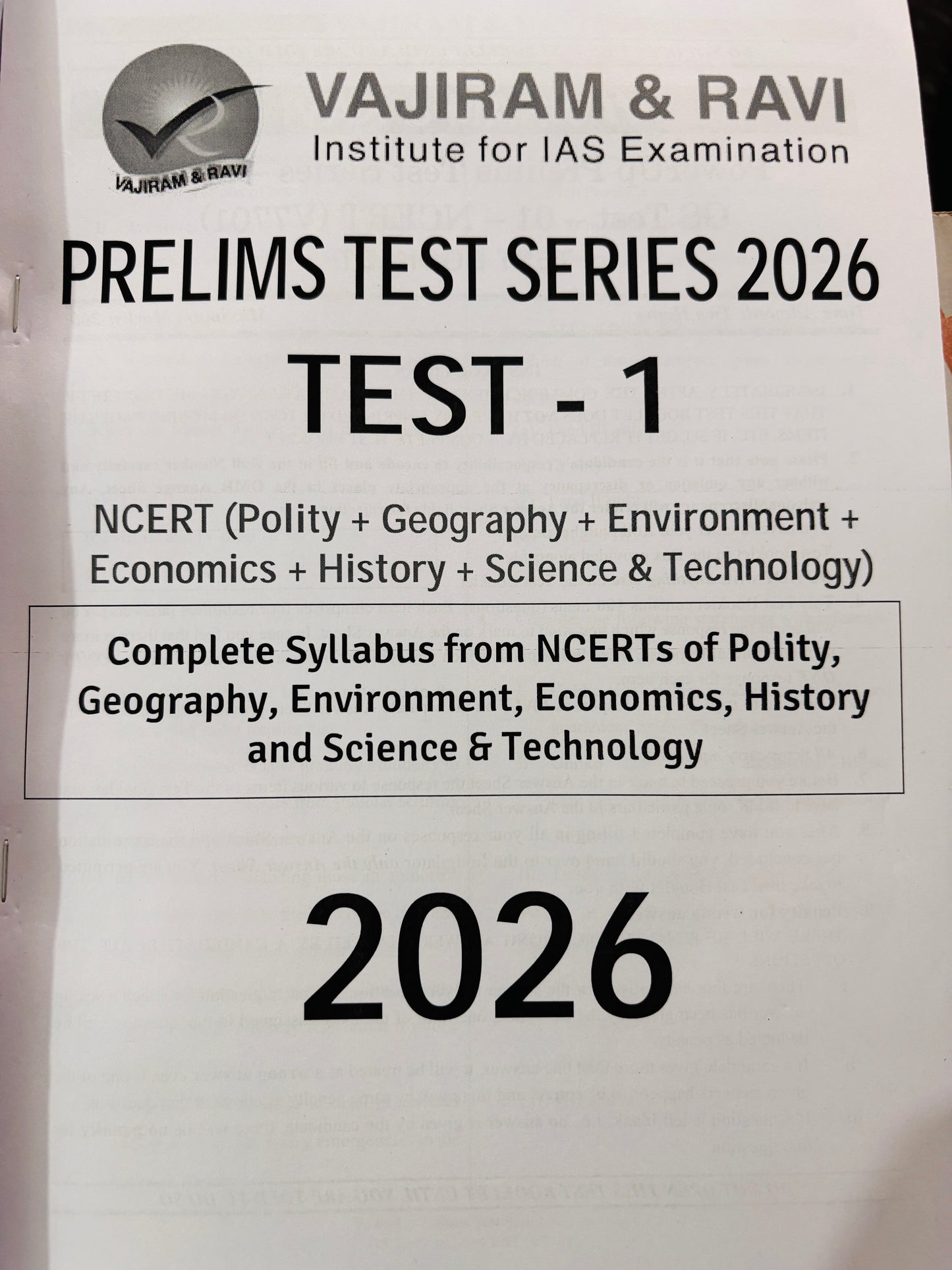 Vajiram Prelims Test Series 2026 | 3 Tests - English