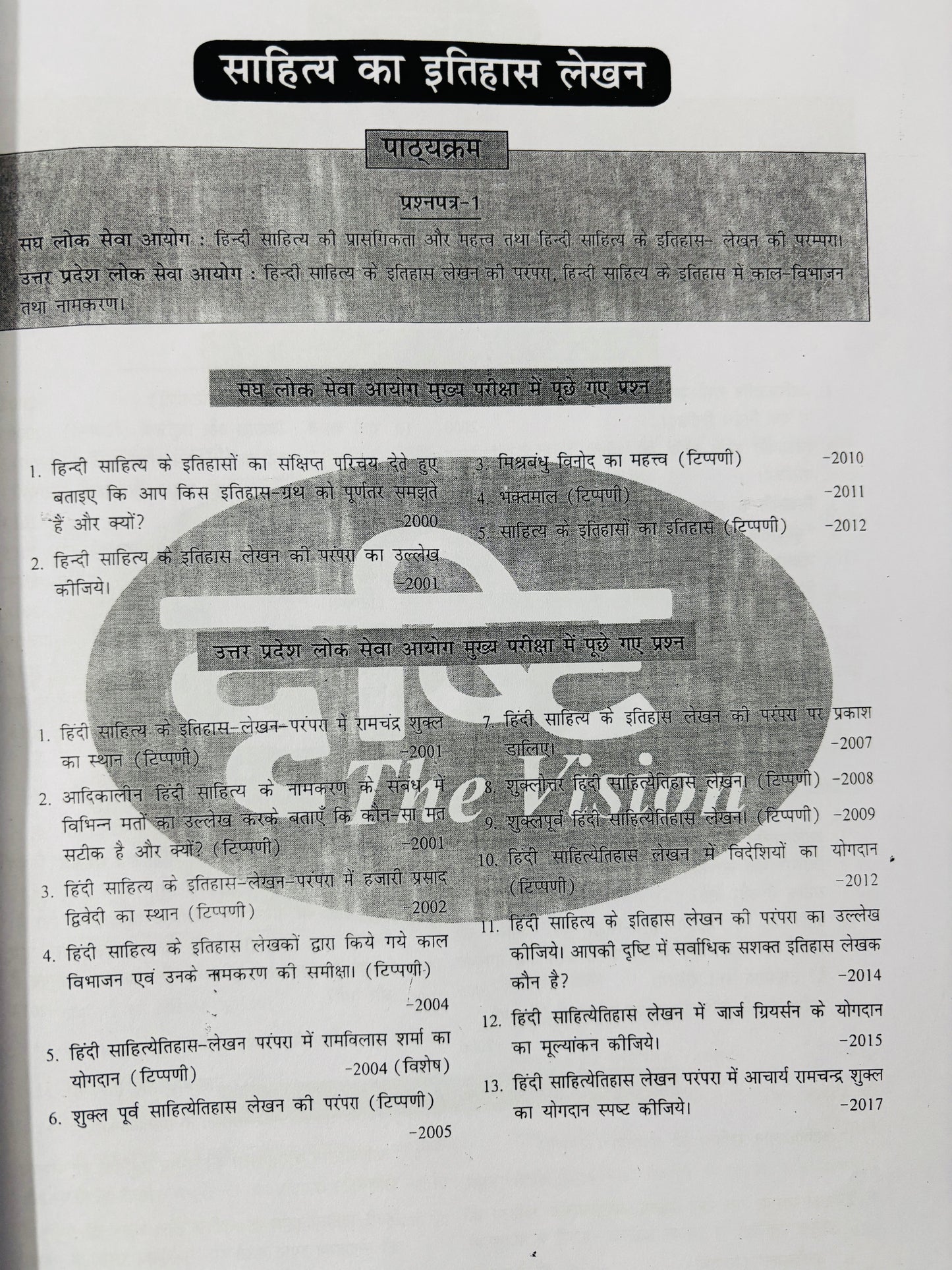 UPSC Hindi Sahitya Optional Unsolved PYQ (2013-2025) + Drishti IAS Topic Wise PYQ (2000-2020) | Hindi Literature Previous Years Question Papers