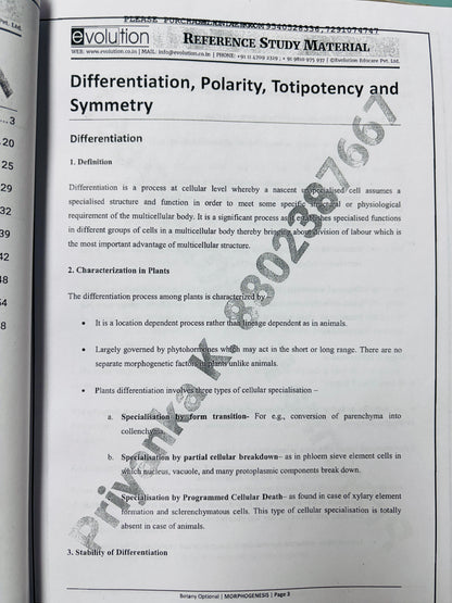 Evolution Botany Optional Notes | Best Botany Optional Notes for UPSC | 15 Booklets - English