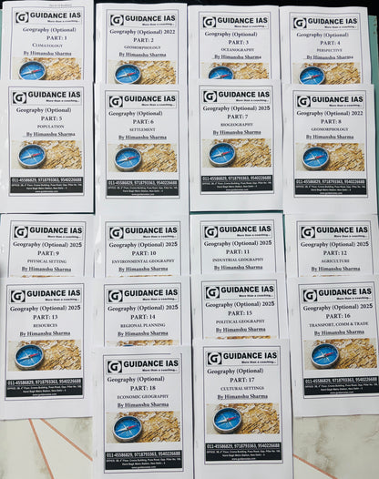 Guidance IAS Himanshu Sir Geography Optional PRINTED Notes in English (18 Booklets)