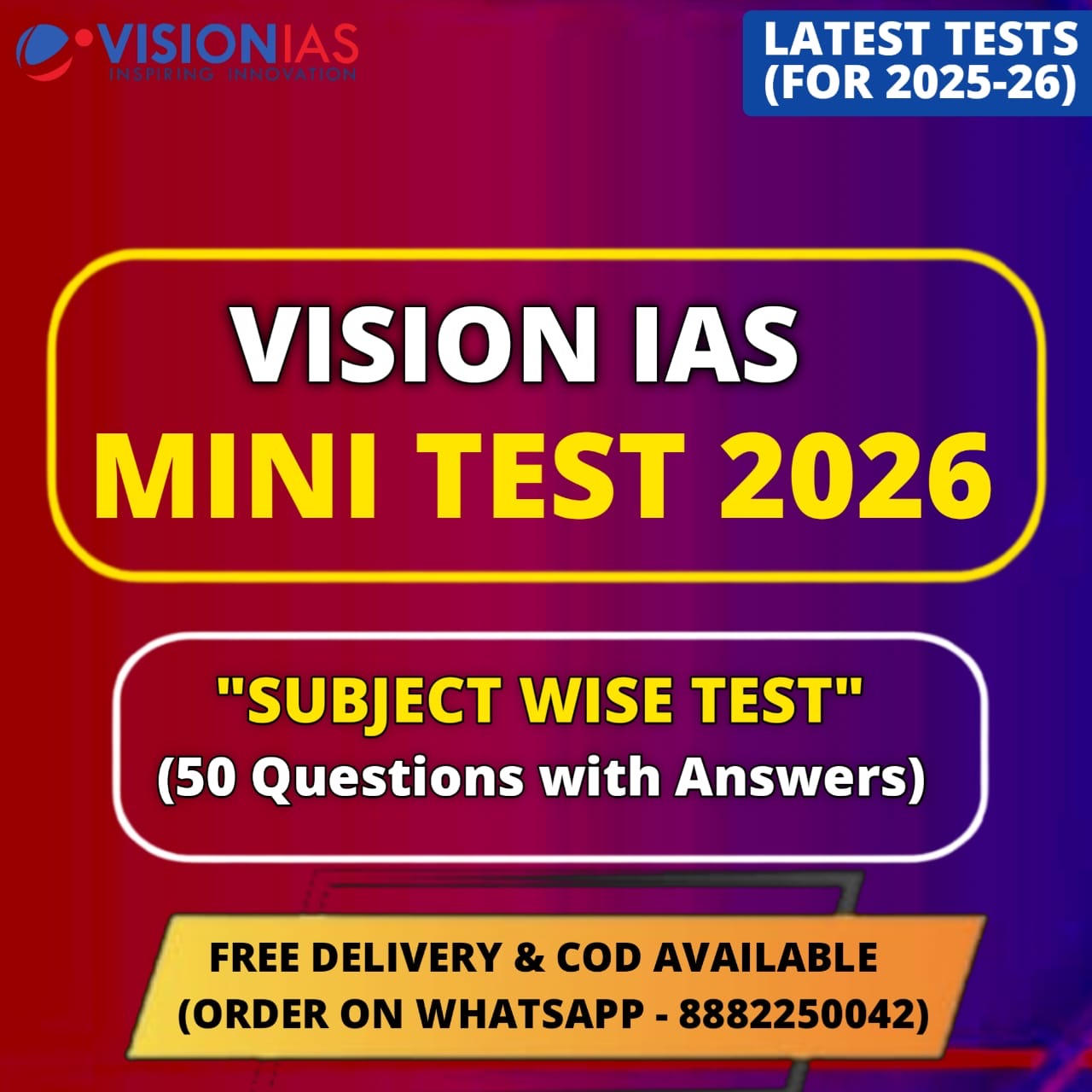 Vision IAS Prelims Mini Test Series 2026 | UPSC Subject Wise Test  Series | 23 Tests - English Medium
