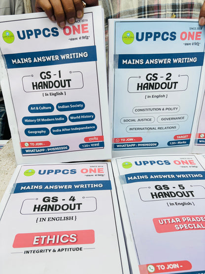 UPPCS One : UPPCS Mains Notes (English)| Best UPPCS Notes 2026 | 6 Latest Booklets