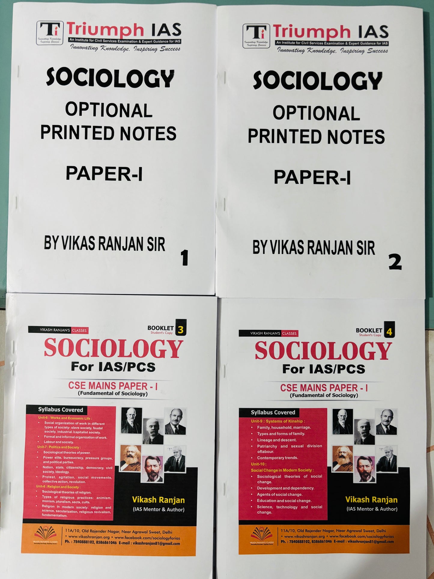 Triumph IAS Vikas Ranjan Sir Sir Sociology Optional Notes in English | 7 Booklets (Printed)