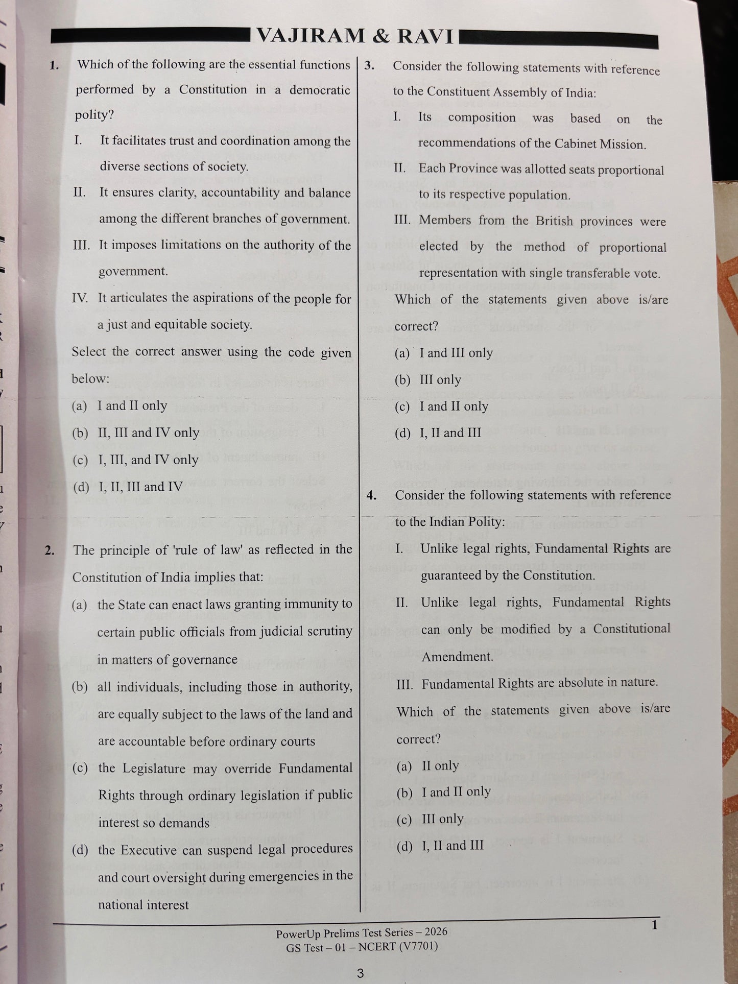 Vajiram Prelims Test Series 2026 | 3 Tests - English