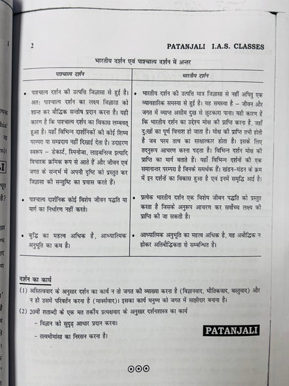 Patanjali IAS Philosophy Optional Complete Notes (Printed+Handwritten) | 11 Booklets - Hindi Medium