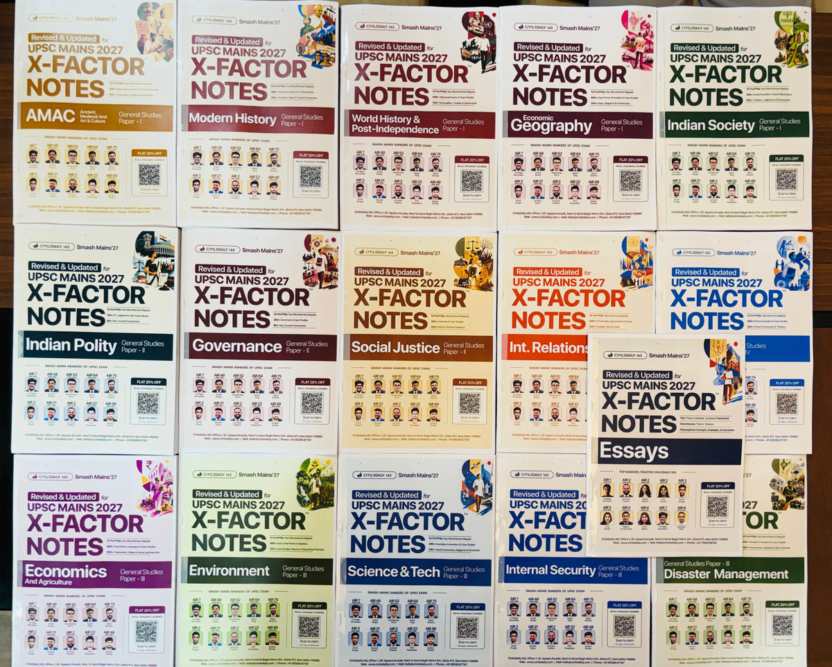 Civilsdaily X-Factor Notes for UPSC Mains 2027 – 16 Booklets Complete Set (English Medium)