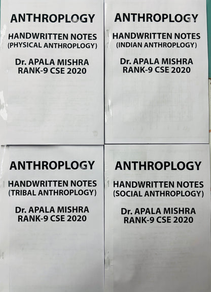 Apala Mishra (AIR 9) Anthropology Optional Handwritten Notes in English | Best Anthropology Notes for UPSC | 4 Booklets- English
