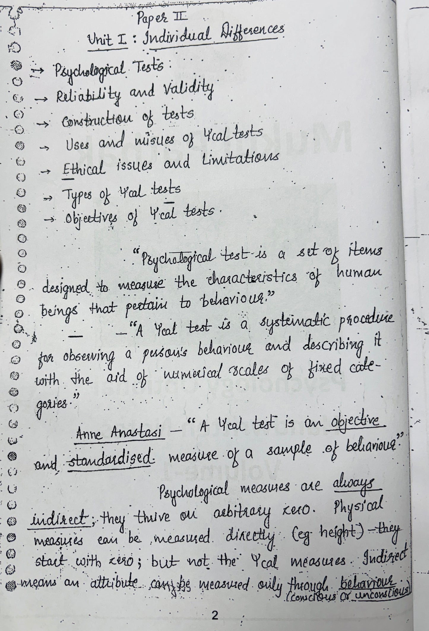 Vajiram & Ravi Mukul Pathak Psychology Optional Handwritten Notes | Best Psychology Notes for UPSC | 5 Booklets- English