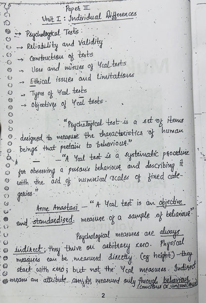Vajiram & Ravi Mukul Pathak Psychology Optional Handwritten Notes | Best Psychology Notes for UPSC | 5 Booklets- English