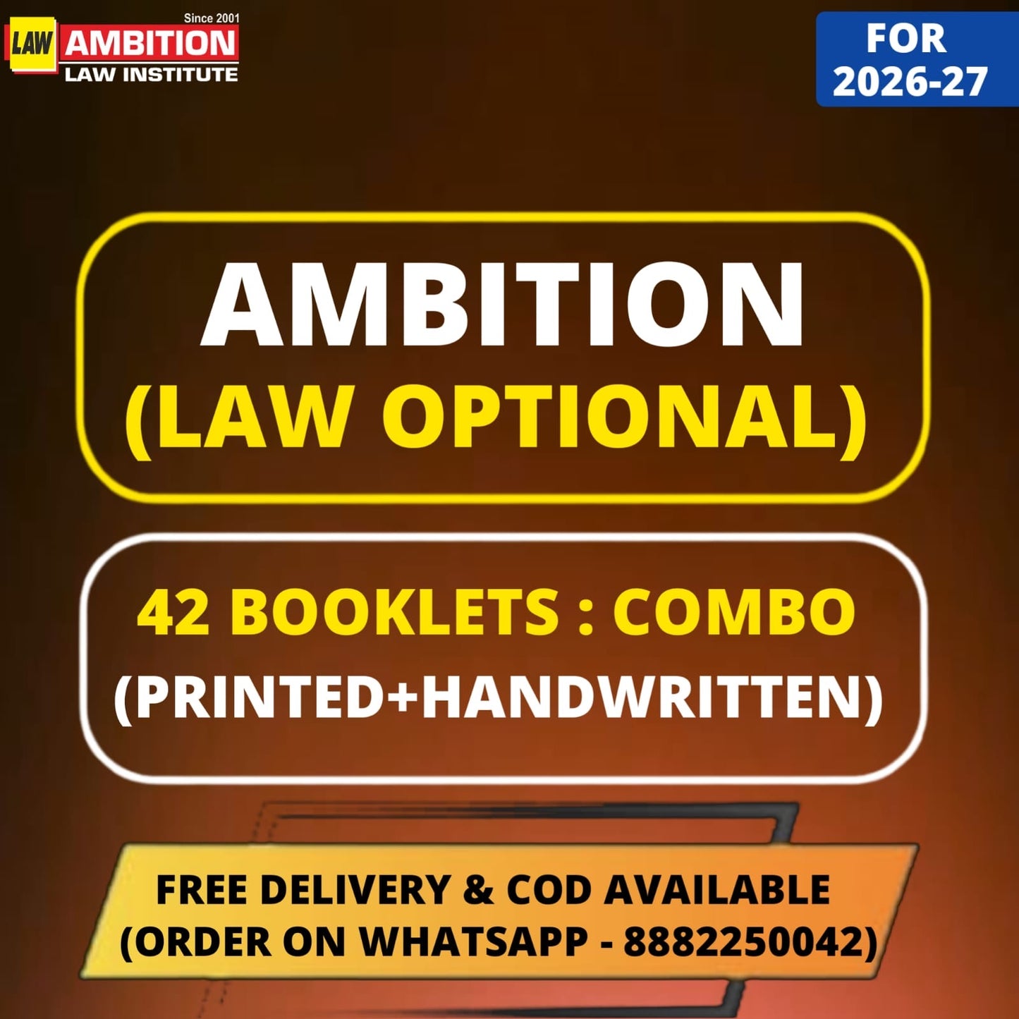 Ambition Law Optional Complete Notes (Printed+Handwritten) | Best Law Optional Notes for UPSC | 42 Booklets - English