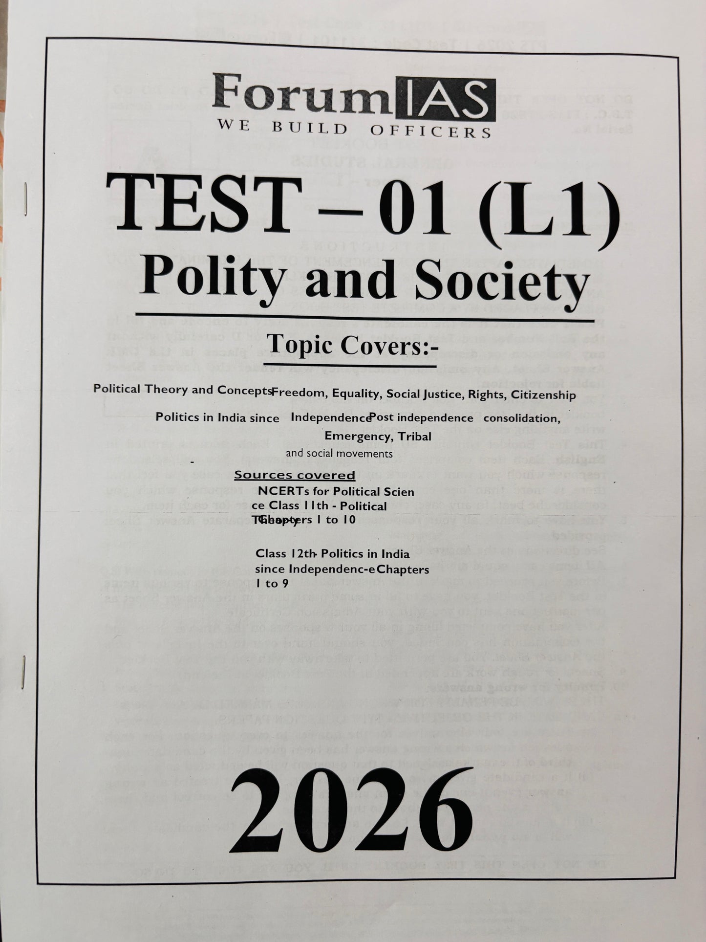 Forum IAS Prelims Test Series 2026 | 26 Tests - English Medium