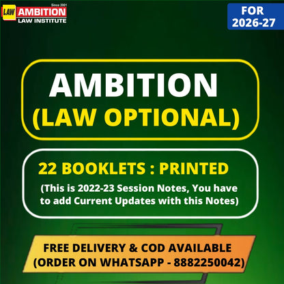 Ambition Law Optional Notes (Printed) | Best Law Optional Notes for UPSC | 20 Booklets - English