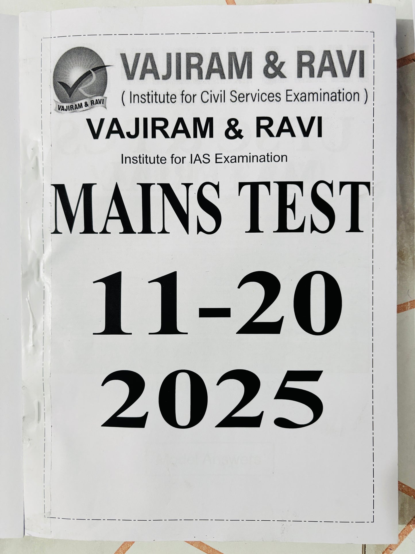 Vajiram & Ravi Mains Test Series in English (20 Tests)