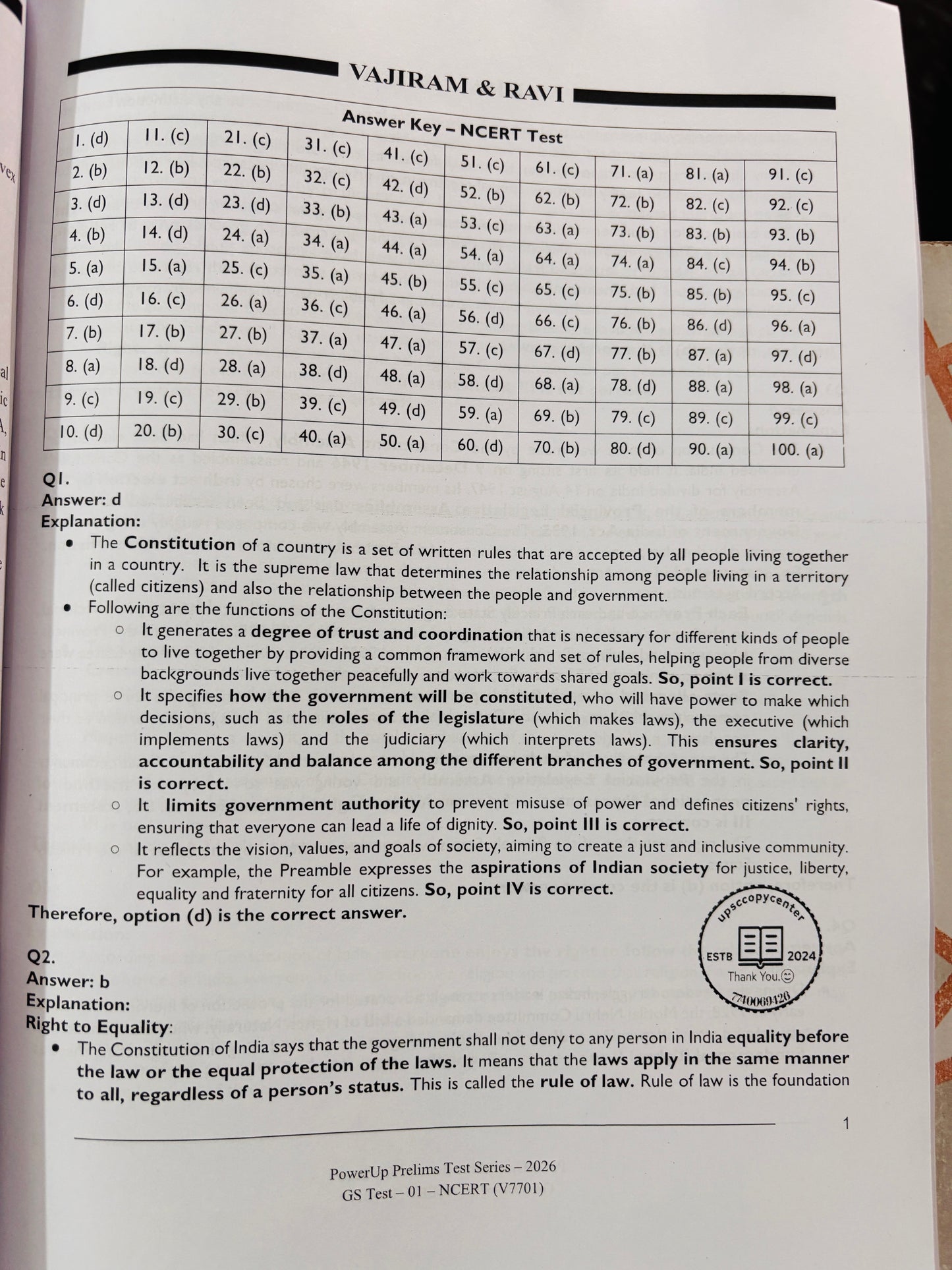 Vajiram Prelims Test Series 2026 | 3 Tests - English
