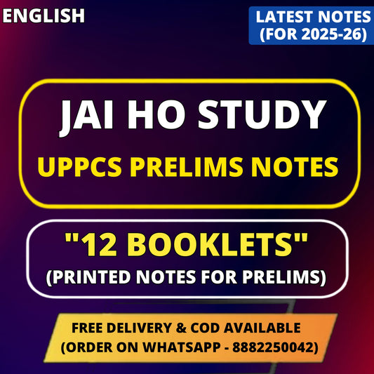 Jai Ho Study UPPCS Prelims Notes (English) | 12 Latest Booklets