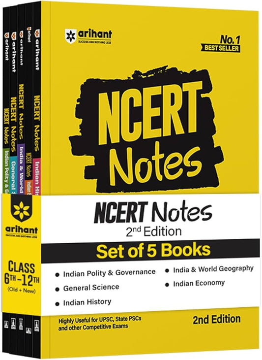 Arihant NCERT Notes For UPSC, PCS, SSC (English) | All 5 Subjects Class 6-12 Compilation (5 Books)