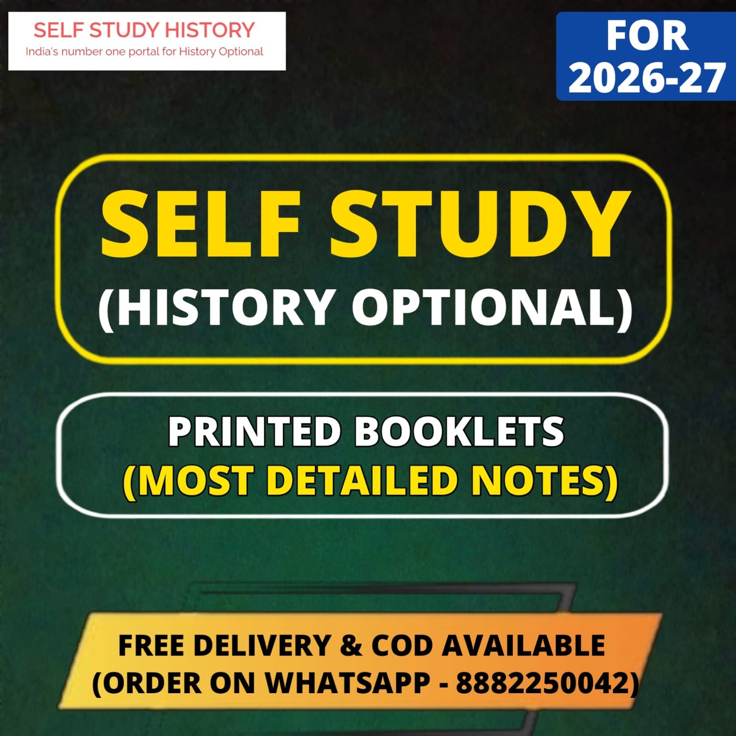Self Study History : History Optional PRINTED Notes in English | 11 Booklets