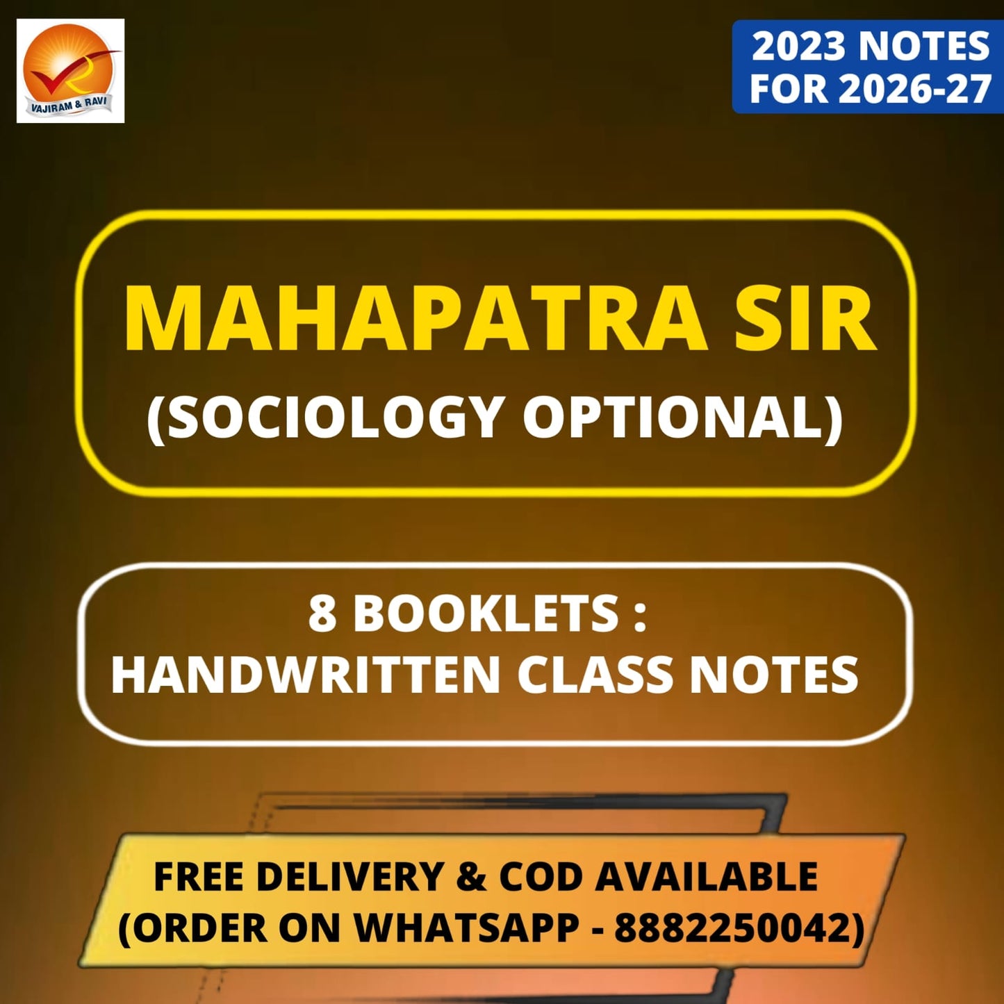 Vajiram & Ravi Mahapatra Sir Sociology Optional Handwritten Notes | 8 Booklets - English