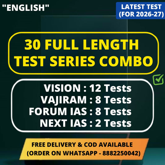 30 Full Length Test For UPSC Prelims 2026 (English)| (12 Vision, 8 Vajiram, 8 Forum, 2 Next)| UPSC Test Series 2026