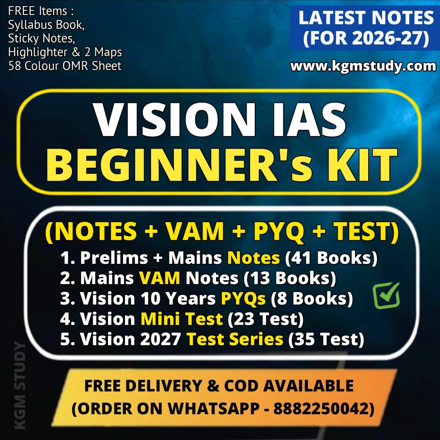 Vision IAS Beginner's Kit by KGM for UPSC 2027-28 | Notes + VAM + PYQs + Test Series (English Medium)