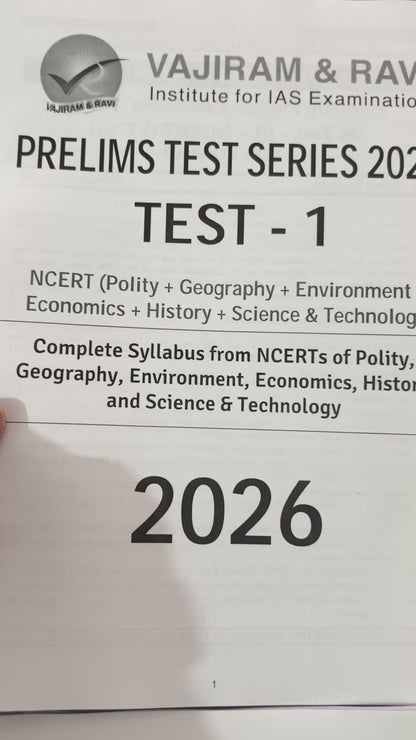 Vajiram Prelims Test Series 2026 | 3 Tests - English